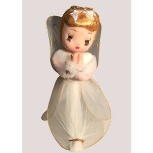 Cute Eight Inch Vintage Netted Angel Figurine